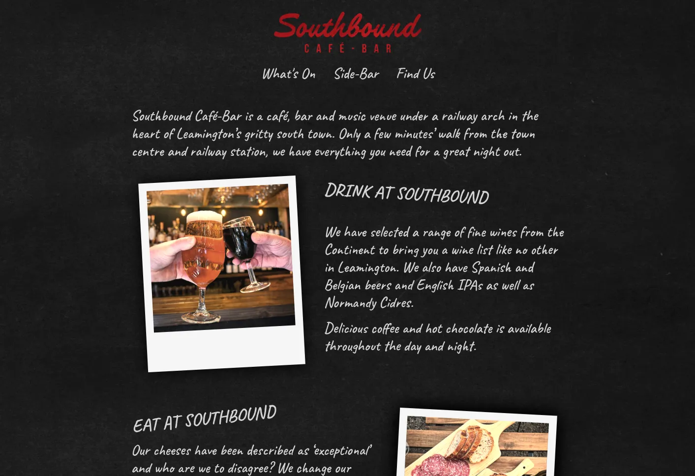 Screenshot of Southbound Cafe-Bar's website.