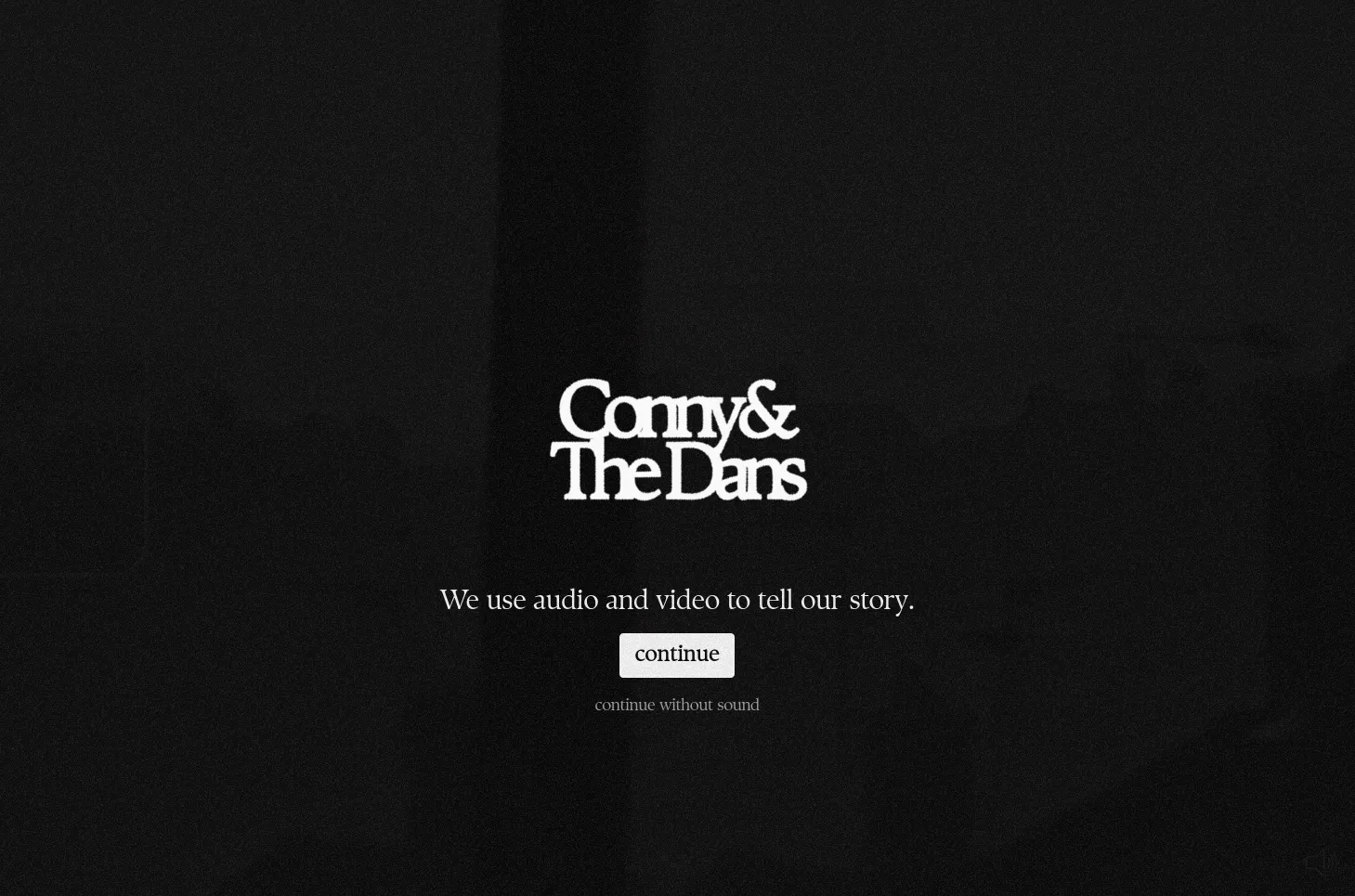 A screenshot of the Conny & The Dans website landing page.